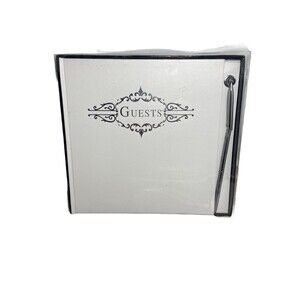 Wedding Guest Book With Silver colored Pen in Gift Box 10 by 11 inch